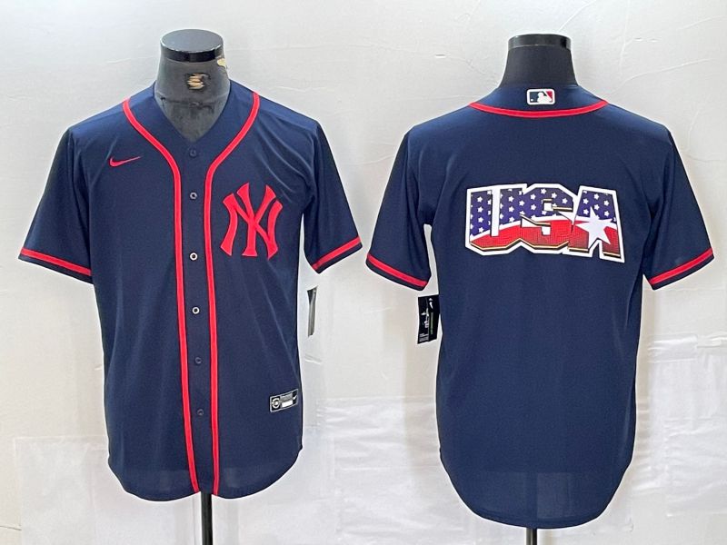 Men New York Yankees Blank Blue Third generation joint name Nike 2024 MLB Jersey style 13->new york yankees->MLB Jersey